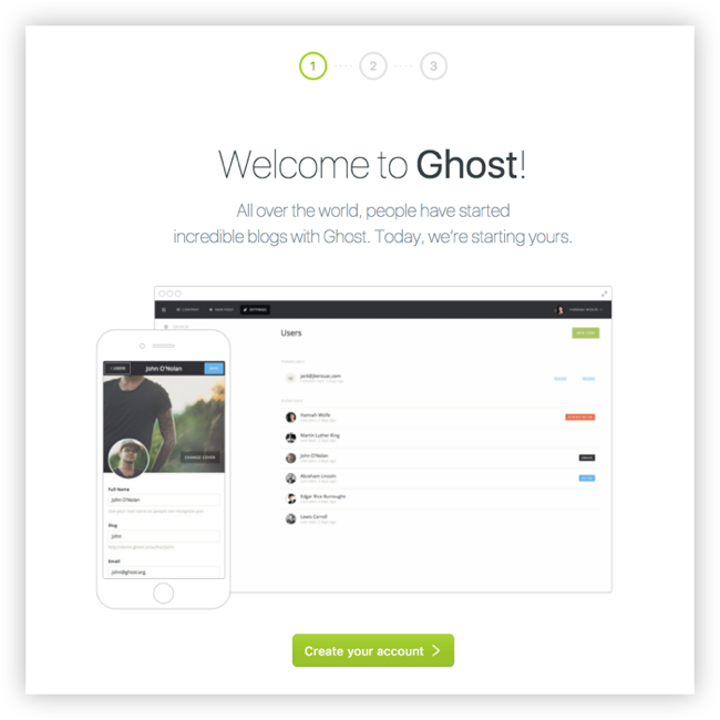 Ghost Welcome Screen