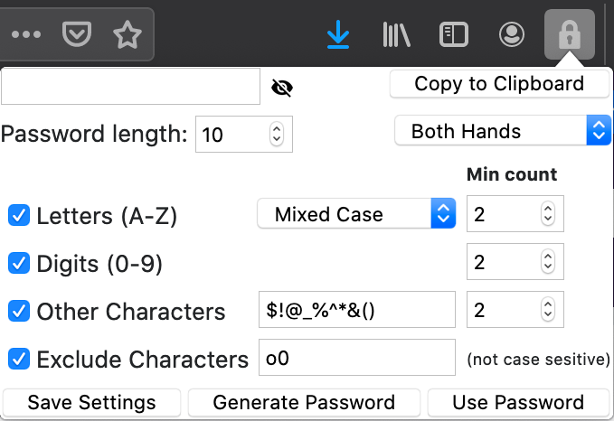 FireFox Secure Plugin Secure Password Generator